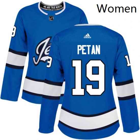 Womens Adidas Winnipeg Jets 19 Nic Petan Authentic Blue Alternate NHL Jersey